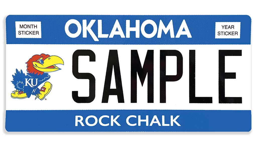 Oklahoma Jayhawk license plate